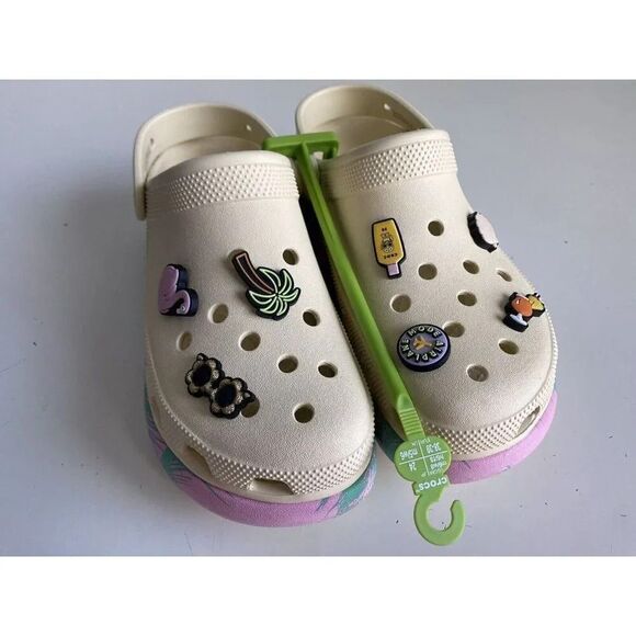Crocs Classic Crush Spring Break Clog Women's Sz 9 Vanilla 208405-1FR NO TAGS - Picture 1 of 12